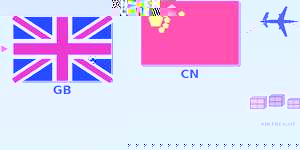 Air freight cargo transport from China to United Kingdom - flag route image