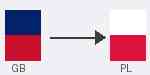 Air freight cargo transport from United Kingdom to Poland - flag route image