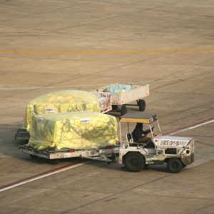 Cargo handling operations on airport tarmac