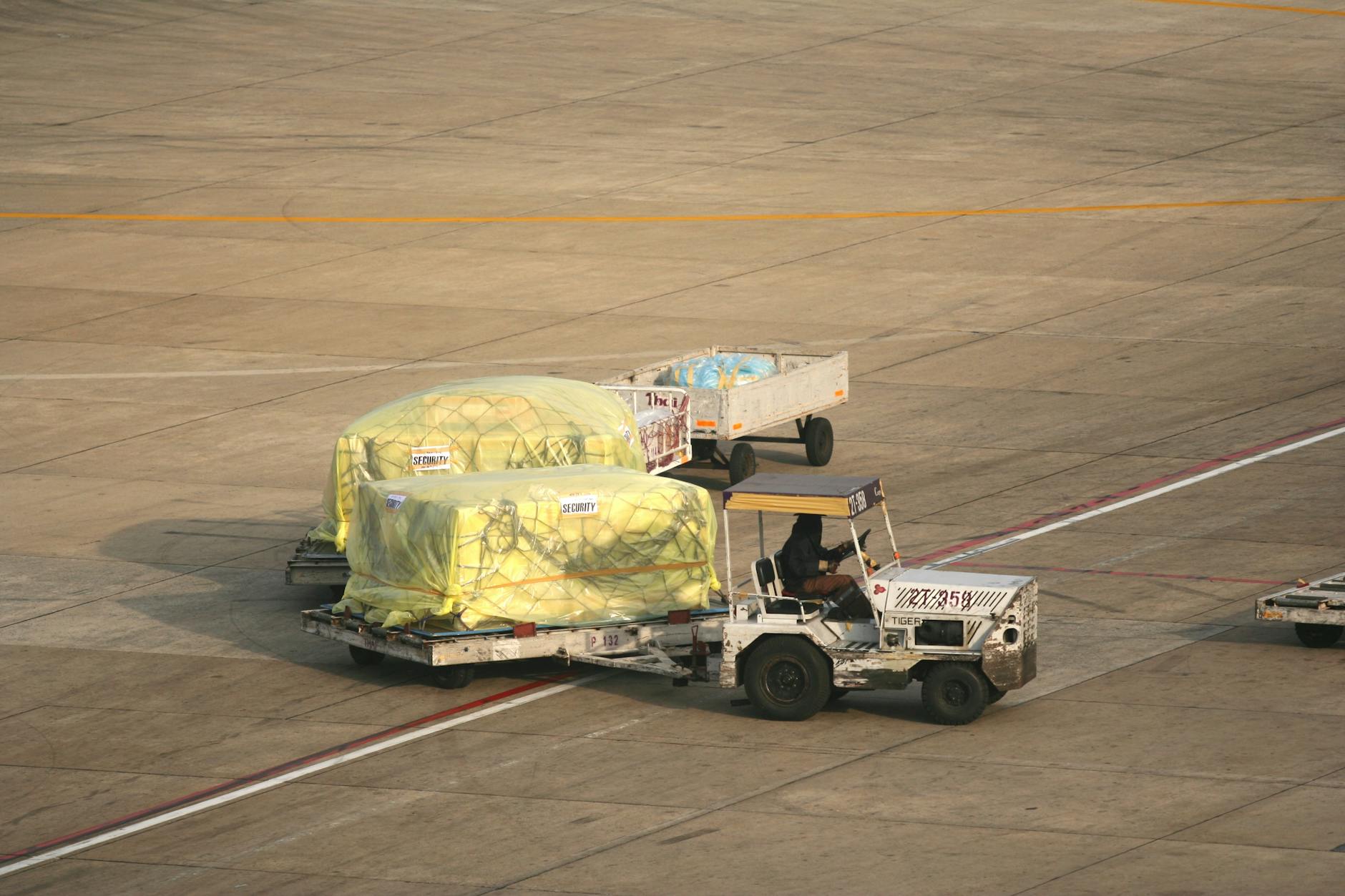 Cargo handling operations on airport tarmac