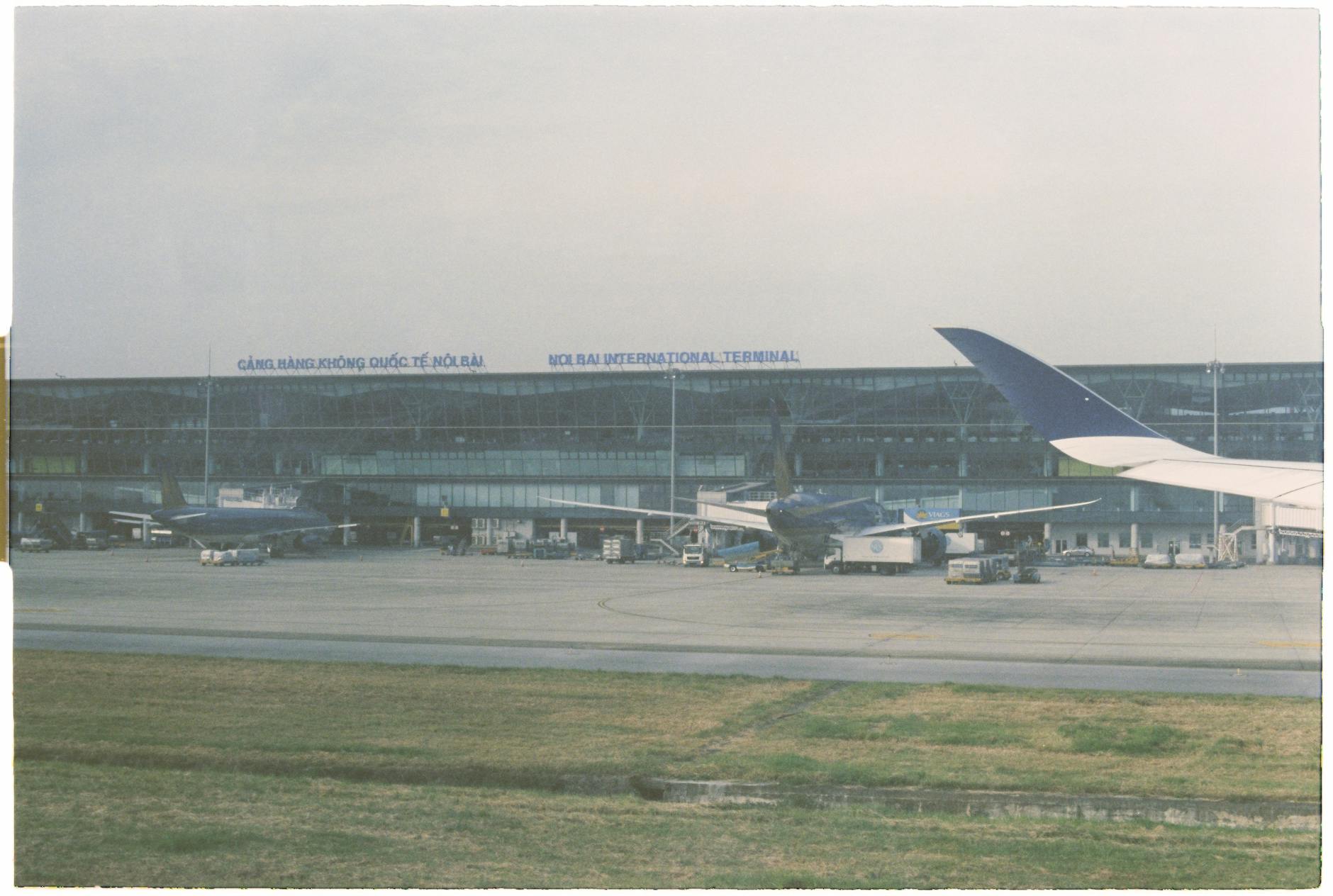 Airplanes on the tarmac at Noi Bai International Airport in Hanoi, Vietnam