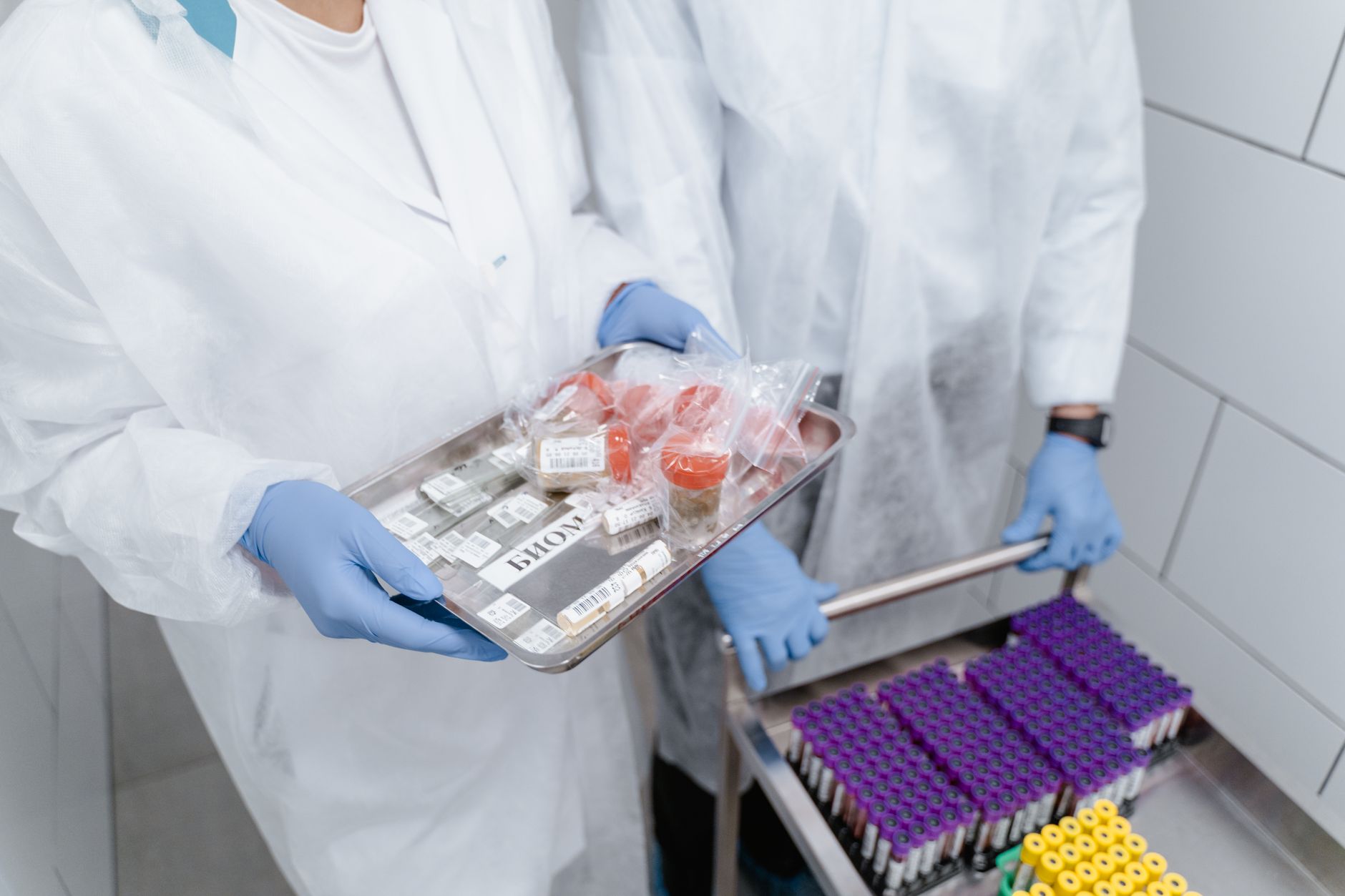 Laboratory setting with pharmaceutical vials related to cold chain air freight.